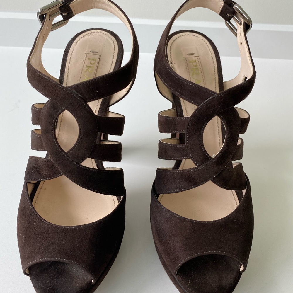 Prada Women's Brown Suede Sandals